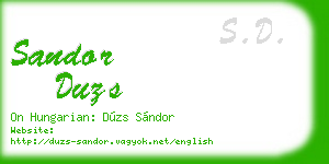 sandor duzs business card